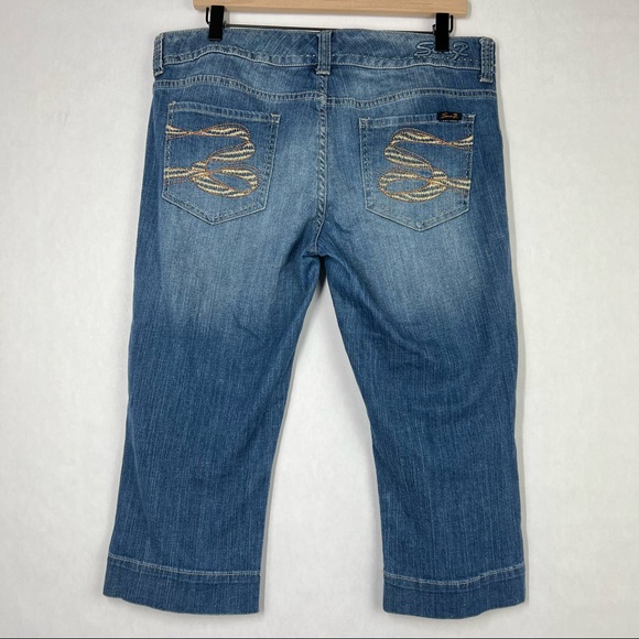 Seven7 Flat Front Women’s Denim Cropped Pants Size 12 - Picture 6 of 7
